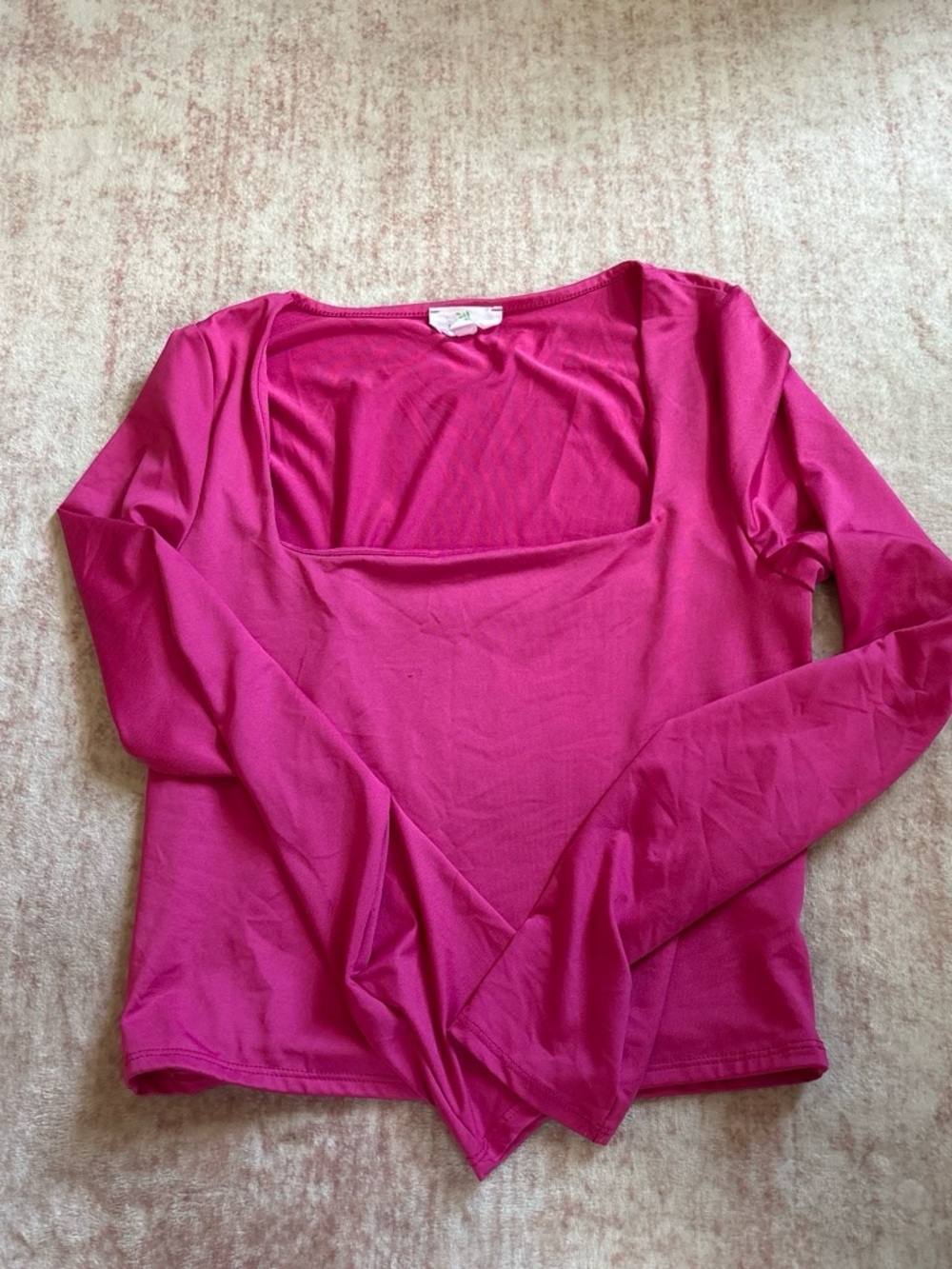 Women’s Square Neck Long Sleeve Top - Fuchsia